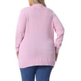 thumbnail image 3 of GRACE & GRANDEUR Women's Plus Size Open Front Long Sleeves Sweater Mid Length Cardigan 4X Pink, 3 of 6