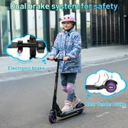 HOVERMAX Electric Scooter for Kids Ages 6-12, 150W Motor Max Speed 9.3 MPH, 5 Miles Range, Colorful LED Lights, Foldable kids electric scooter