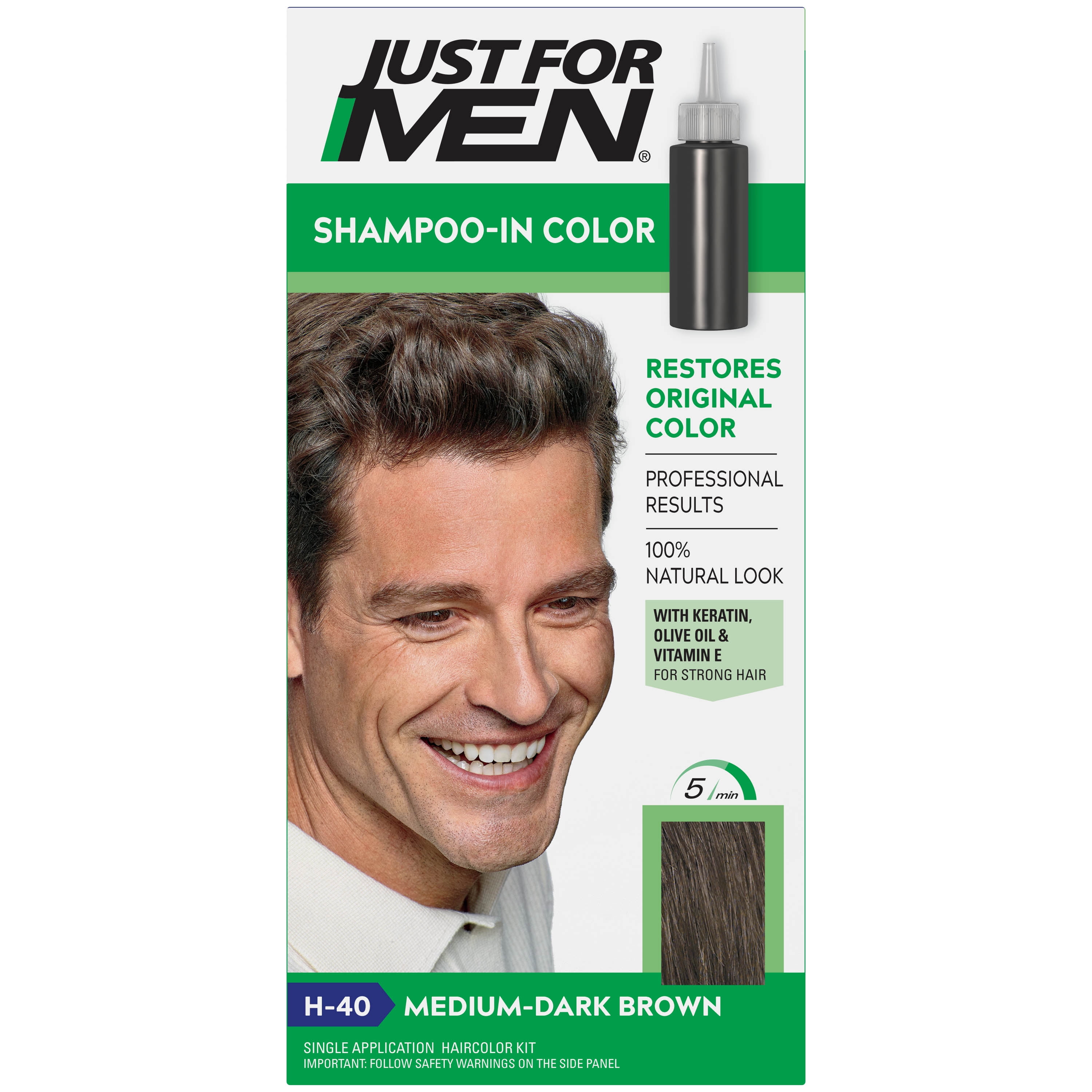 Just For Men ShampooIn Color, Gray Hair Coloring for Men, MediumDark