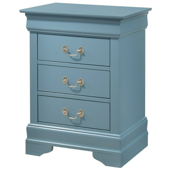 Glory Furniture Louis Phillipe Night Stand in Teal Color