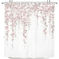 thumbnail image 6 of Grey Pink Floral Shower Curtain 72Wx72H Inches Dusty Rose Cherry Blossom Blooming Weeping Flowers Spring Bathroom Home Decor Cloth Fabric Waterproof Polyester Bathroom Set with Hooks, 6 of 6