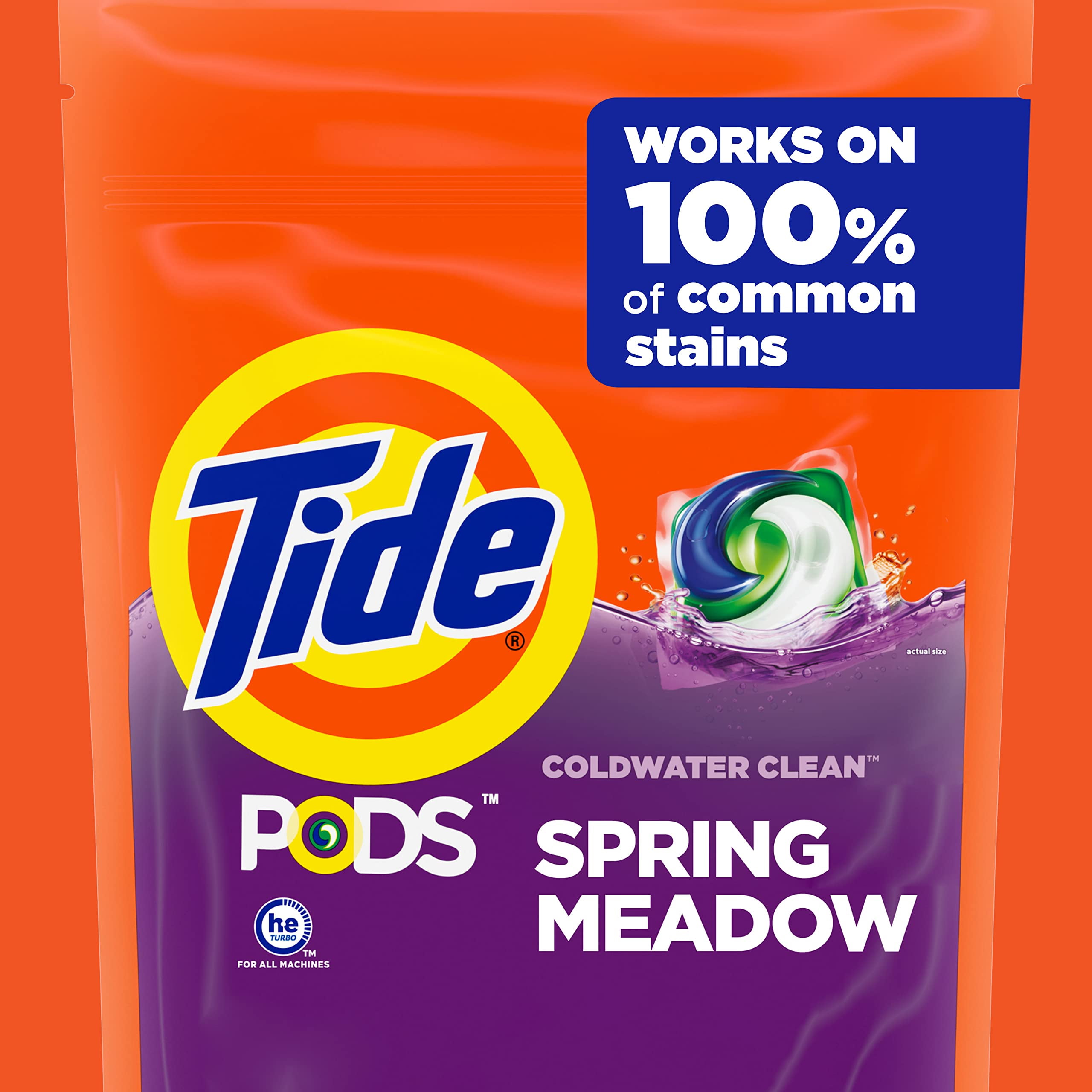 Tide Pods Laundry Detergent Soap Pacs, He Compatible, 31 Ct, Powerful 3-In-1 Clean, Spring Meadow