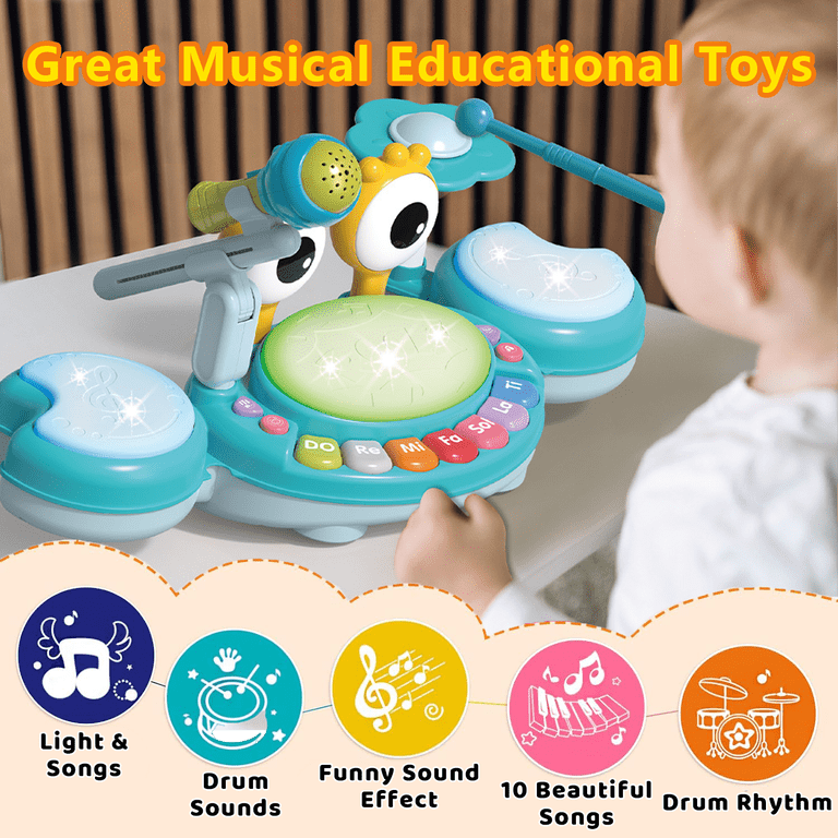 Liegorji Kids Musical Microphone and Drum Set, 14.57