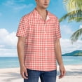 thumbnail image 2 of Lsque Houndstooth With Red And White pattern Hawaiian Shirt for Men, Unisex Summer Beach Casual Short Sleeve Button Down Shirts-X-Large, 2 of 9