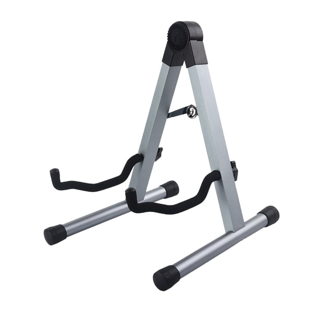 Soporte de guitarra plegable, de suelo, versátil, estable, portátil y antideslizante. Gris aluminio