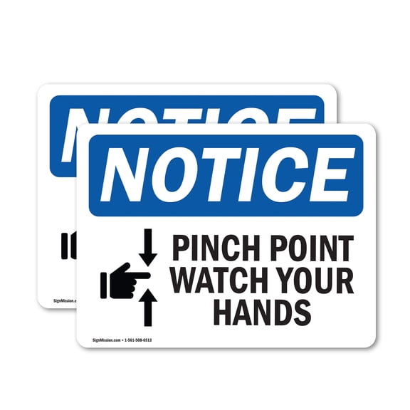 (2 Pack) Pinch Point Watch Your Hands Sign
