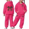thumbnail image 3 of shqvo Big Girls 2 Piece Sport Outfit Bow Print Pullover Sport Sweatsuits Hoodie Sweatpants Outfits Hoodies Tracksuits for Toddlers Children Teens, 3 of 8
