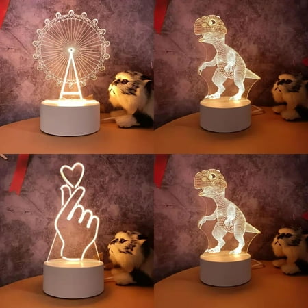 

WAGZOQN 3D Lamp Acrylic LED Night Lights Dinosaur Child Night Light Led Bedroom Decoration Christmas Decor Wedding Party Favors