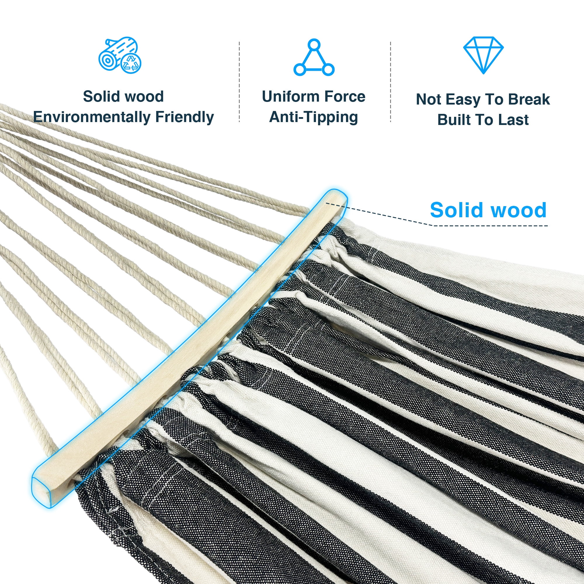 KEESTP Comfortable 2 Person Hammock with Stand,Portable Detachable Brazilian Hammock,450lb Capacity - Black