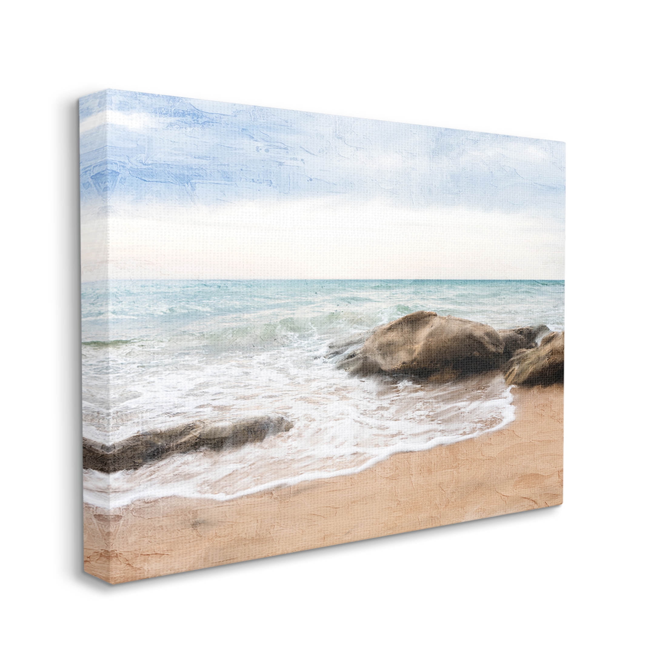 Stupell Industries Rocky Crashing Beach Waves Graphic Art Gallery Wrapped Canvas Print Wall Art, Design by Ann Bailey