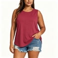 thumbnail image 2 of VBVC Women's Plus Size Crew Neck Tank Top , Ladies' Loose Flowy Sleeveless Tee , Soft Stretchy Summer Shirts For Women,Watermelon Red,L-5XL, 2 of 8