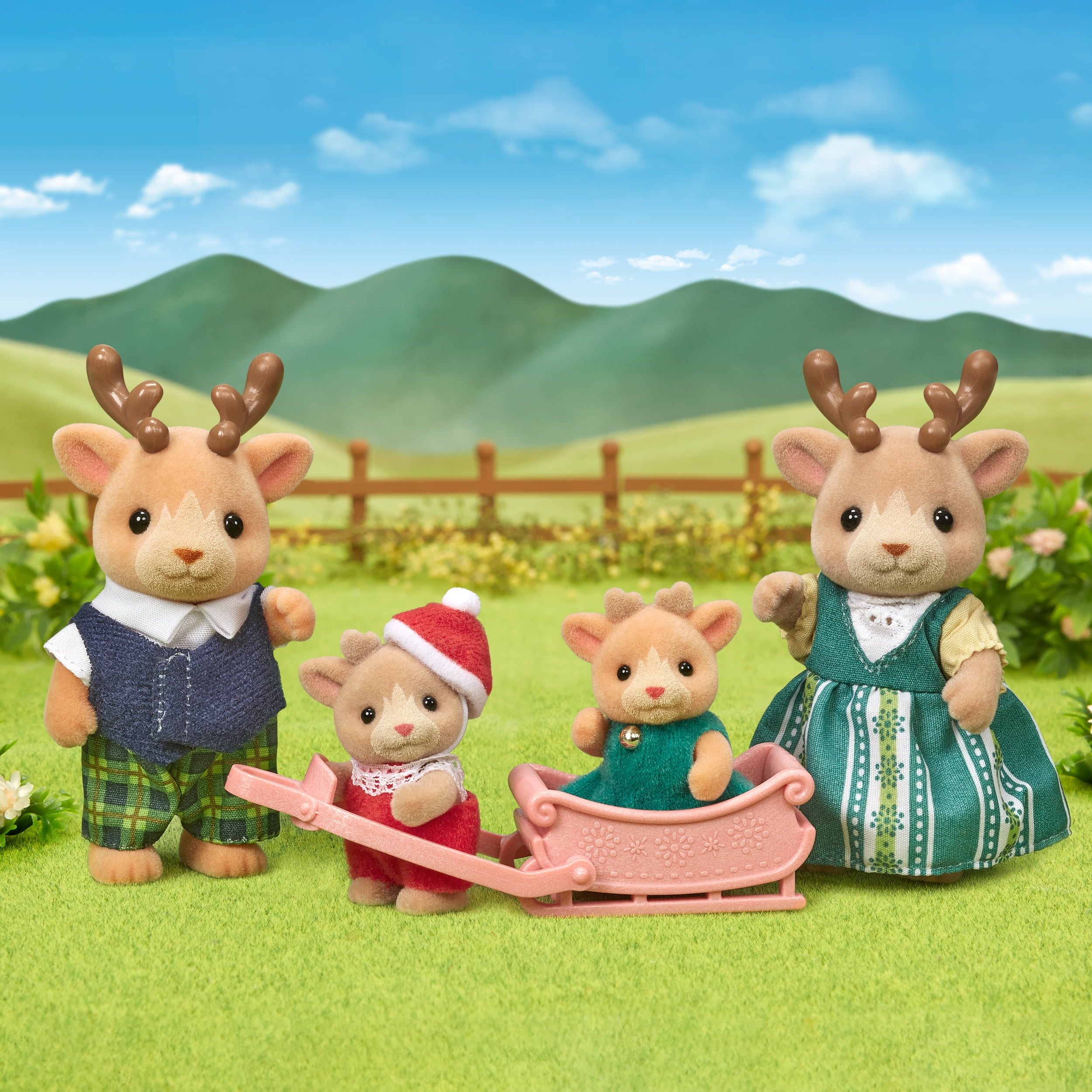 Calico Critters Christmas themed Reindeer Family 4 pc Collectible Doll Figures Walmart