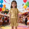 thumbnail image 2 of XEGLSBU T Shirts for Girls 10-12 Plus Size Glam Party Sequin Bodied Short Sleeve Top for Girls Sparkly Performance T Shirt for Dance and Events with Sleek Fit Gold Size 3-7 Years, 2 of 5
