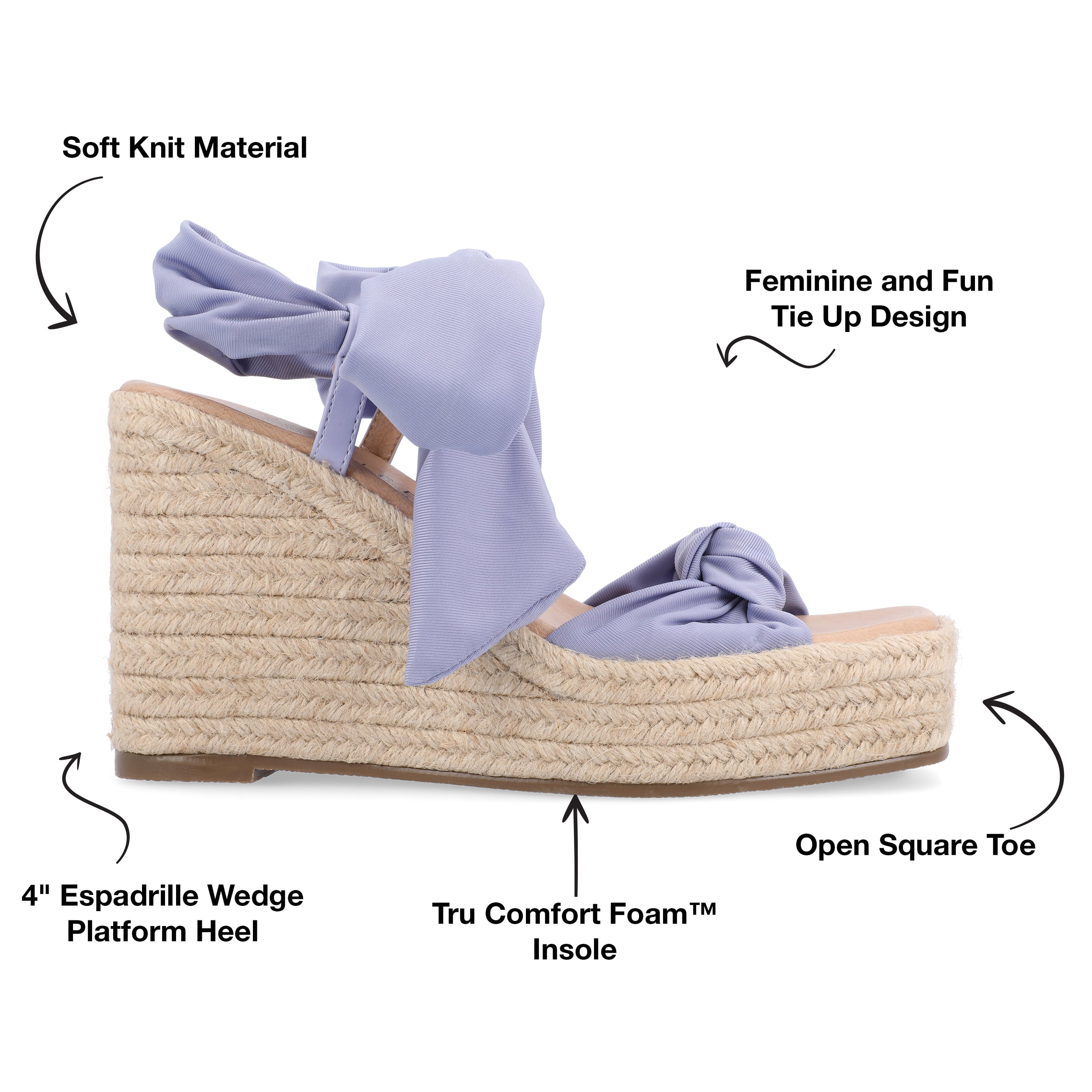 Journee Collection Womens Surria Ankle Tie Open Square Toe Wedge Sandals