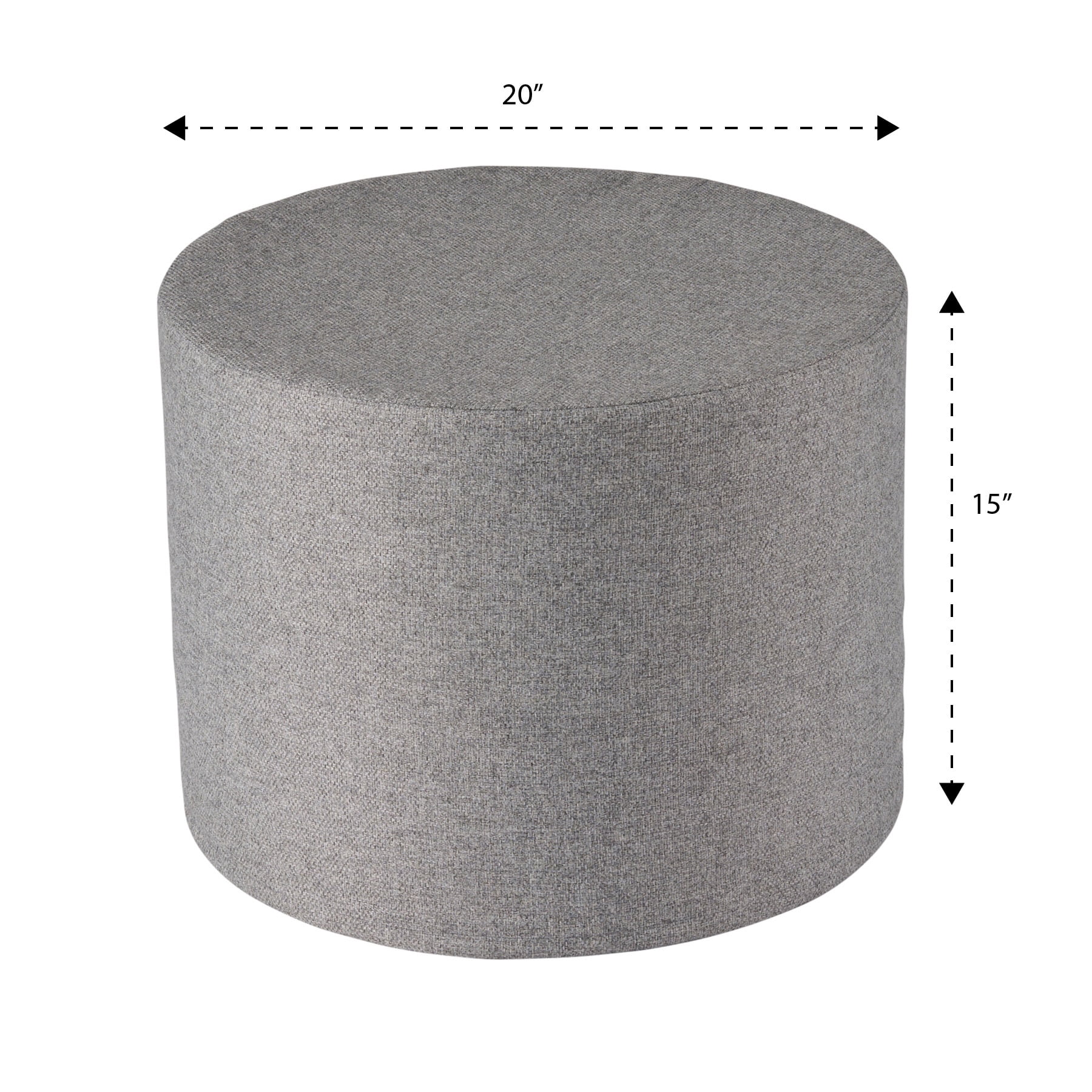 Better Homes & Gardens 20" Round Outdoor Pouf Ottoman, 1-Piece, Grey