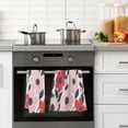 thumbnail image 4 of Yayeee 100% Cotton Hand Towels for Bathroom 16" x 28" Soft Absorbent Kitchen Towel, Pink and Red Flowers, 4 of 7