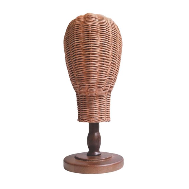 lionlar Hat Display Holder Rack Unique Rattan Mannequin Head for Salon Home Shopping brown base