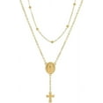 thumbnail image 2 of Virgin Mary and Cross Pendent Double Layered Miraculous Medal Concept Necklace, 2 of 6