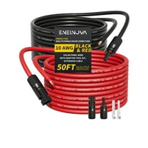 ENERNOVA 10AWG 50FT Solar Extension Cable (50Feet Black   50Feet Red) Male to Female Solar Panel Wire, 10 Gauge Pure Copper Extension Cord for Home, Ship and RV Solar Panels