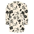thumbnail image 4 of AOOCHASLIY 3/4 Length Sleeve Womens Tops Casual Linen Dressy V-Neck Casual Loose Summer Button Floral Graphic Blouses Buisness Work Spring Tee Shirts, 4 of 6