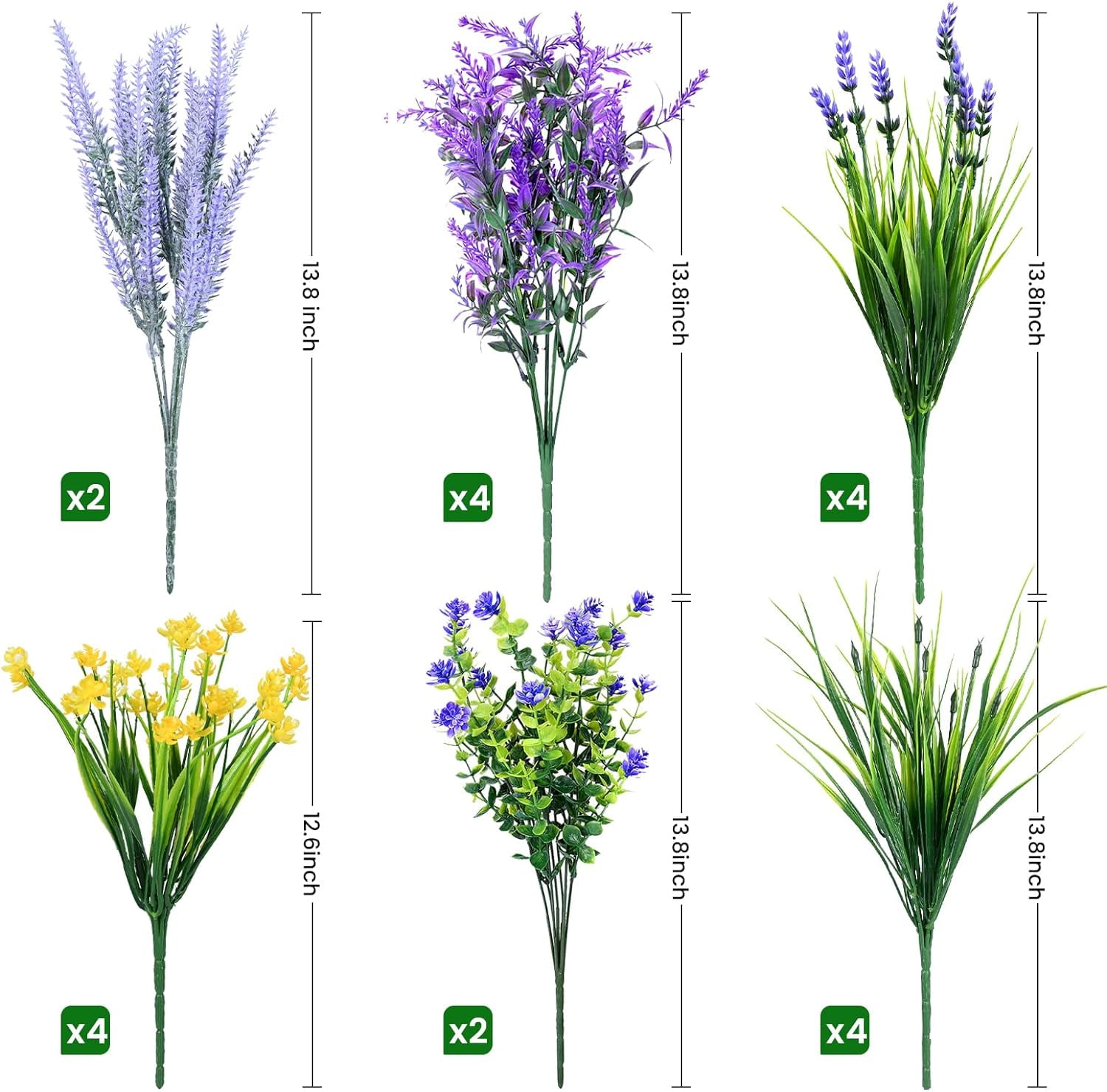 Artificial Plants Outdoor, 20PCS Artificial Flowers, UV Resistant Fake Flowers, Faux Flowers for Outdoor Planters for Front Porch Pot Decor