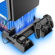 PS4 Stand with Cooling Fan for PS4 Slim/Pro/PlayStation 4, PS4 Accessories,Playstation 4 Cooling Station with PS4 Controller Charger and 12 Game Slots,Black
