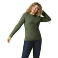 thumbnail image 4 of Gildan Long Sleeve T-Shirt for Adult Crew Neck Softstyle Military Green Color Shirt 4.5 oz 100% Ring-Spun Cotton Long Tee 6 Pack Size-S, 4 of 6