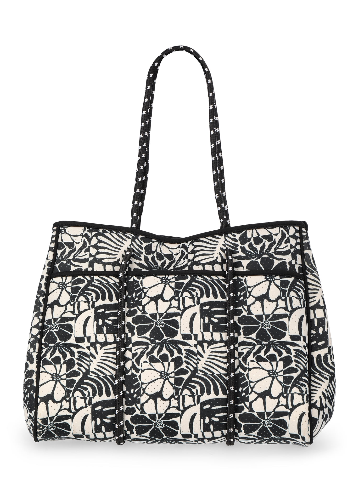 No Boundaries Women's Neoprene Beach Tote Bag, Black/White