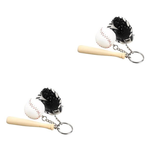 Llavero de béisbol Injueey guante de murciélago decoración regalo niños Negro