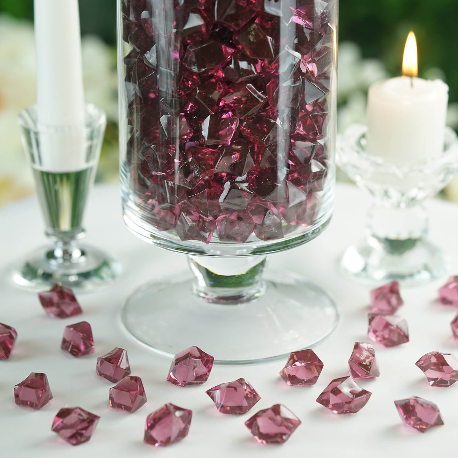 Efavormart 300 pcs EGGPLANT Large Acrylic Ice Crystals Vase Fillers Table Scatters Decorations