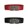 thumbnail image 1 of Cinturones Elásticos de cintura Ancha Allegra K con hebilla de Metal Negro y Rojo One size, 1 of 7