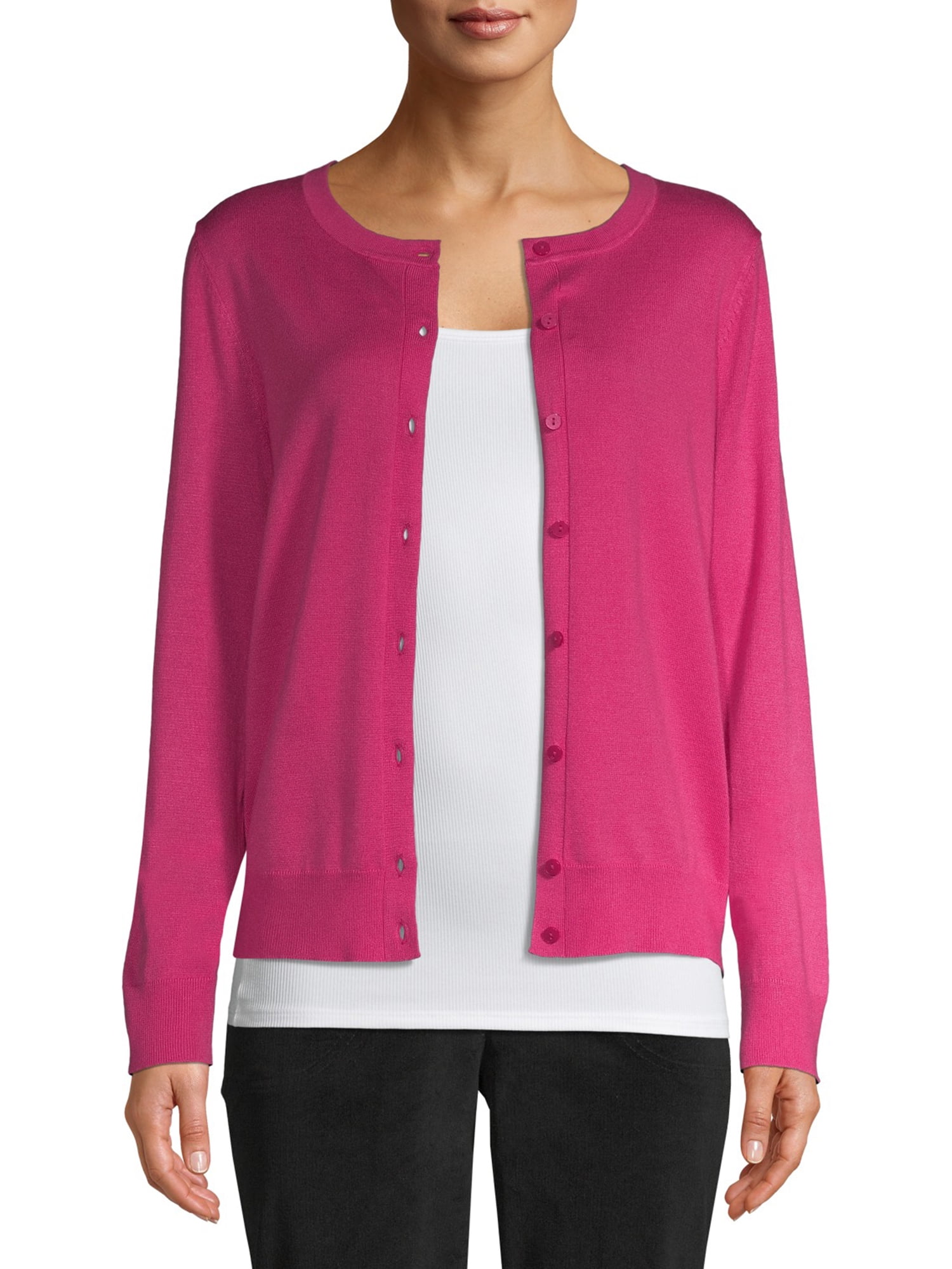 Time and Tru Women's Everyday Crew Neck Cardigan