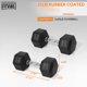 thumbnail image 2 of Par de mancuernas hexagonales Fitvids de 20 lb recubiertas de goma, 2 of 7