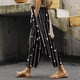 thumbnail image 1 of WILLBEST Pantalones Casuales para Mujer, Ligeros, de Verano, de Lino Estampado, con Cordón, Cintura Elástica, Pierna Recta y Bolsillos para Uso Diario. Extra Grande, 1 of 4
