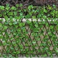 Retractable Trellis Fence w/Artificial Vines, Wooden Hedge Expandable