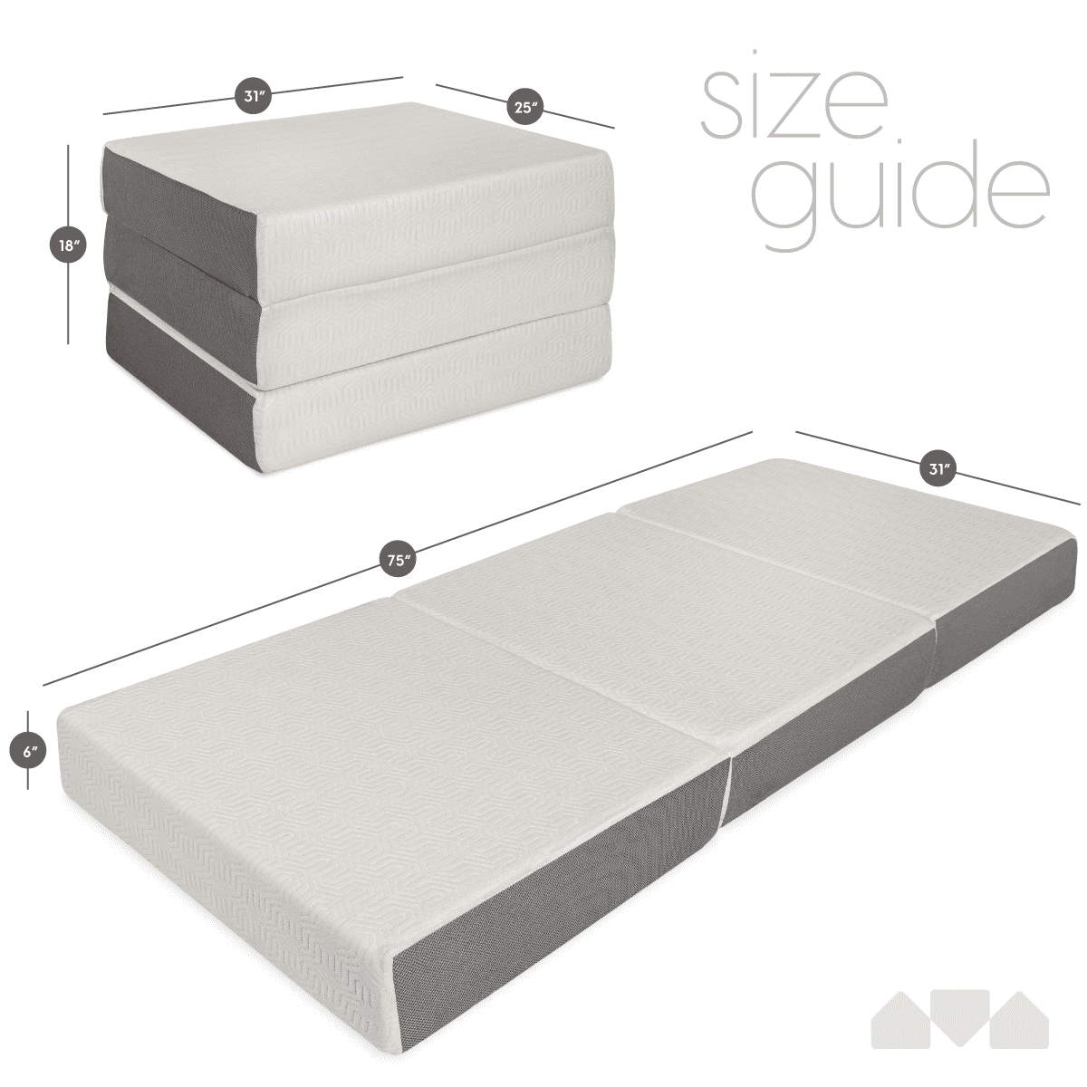 Milliard 6-Inch Memory Foam Tri Folding Mattress with Ultra Soft Removable Cover and Non-Slip Bottom (75 Inches x 31 Inches) Cot Size