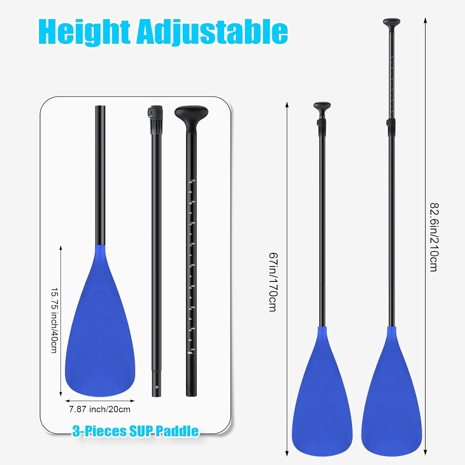 Adjustable Detachable Stand Up Paddle Board Oar Set Aluminum Alloy Shaft Kayak Surfing Fishing