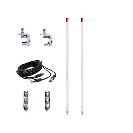 NEW 2 FIRESTIK 2 KW3 W 3FT WHITE CB ANTENNAS, 12FT DUAL COAX, MOUNTS & SPRINGS