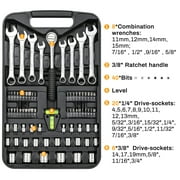 TLGREEN 95-Piece Mechanics Tool Set, Car Tool Kit with Adjustable Wrench, Pliers, Sockets & Bits (Yellow)