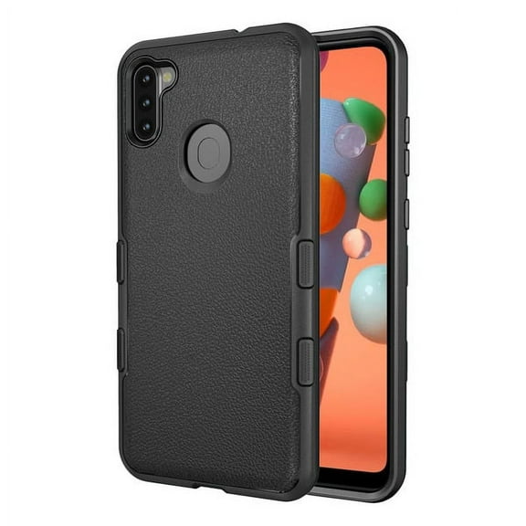 Samsung Galaxy A11 Phone Case Full-Body 2 Layer Shockproof Protection Heavy Duty Armor Hard Plastic & Shock Absorption Rubber Rugged Bumper Hybrid Cover [BLACK] Case for Samsung Galaxy A11 (2020)