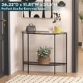 thumbnail image 6 of Glass Half Moon Console Table 2 Tier Narrow Entryway Table with Black Metal Frame, Modern Sofa Table Small Entryway Table, Easy to Assemble, 6 of 7