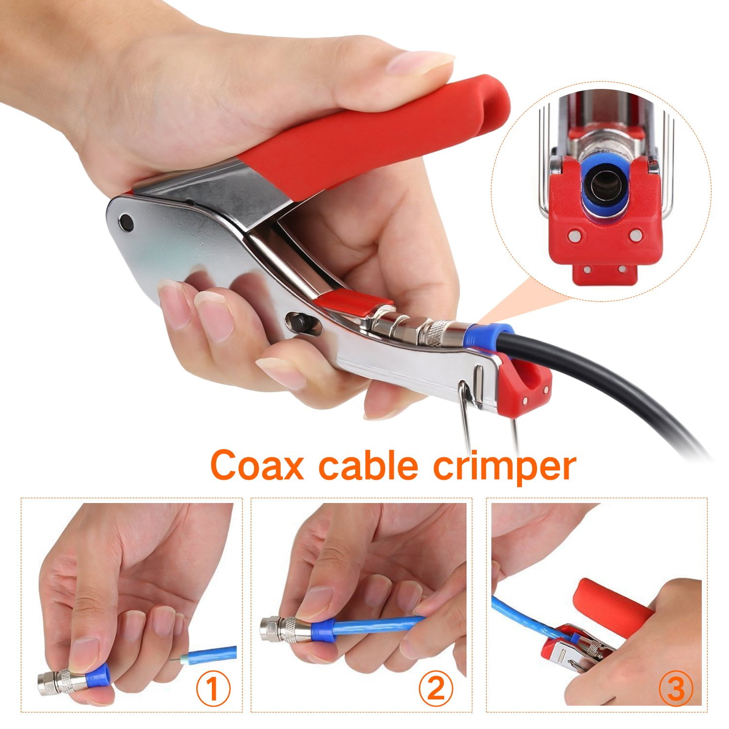 Coaxial Cable Wire Crimping Pliers Stripper RG6 RG59 Compression F Connector Set
