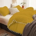thumbnail image 3 of DNG Creations 1 Piece White Pom Pom Duvet Cover with Zipper Closure, 100% Egyptian Cotton, 800 Thread Cotton ( Full/Queen - Solid Gold ), 3 of 4