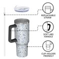thumbnail image 4 of 40oz Pioneer Flower Floral Print Pattern Insulated Tumbler with Handle, BPA-Free Leak Proof Lid and Straws, Double Wall Vacuum, Hot 12h/Cold 34h, 4 of 6