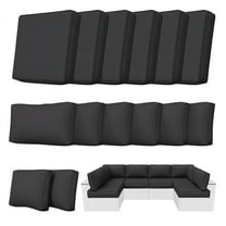 Kimunuk 14 Piece Outdoor Furniture Replacement Cushions, 5" Foam Foam High-Density, Fits 6-Seat Sectional Rattan Conversation Set, Patio Water-Resistant Sofa Cushions, Grey