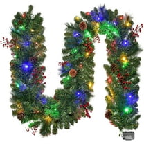 Scidweet Christmas Garland Decorations, 9ft 50 Lights Pre-Lit Artificial Christmas Garlands with 8 Lighting Modes for Outdoor Indoor Xmas Decor