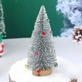 thumbnail image 5 of 10 Inch Artificial Frosted Mini Sisal Christmas Trees, Bottle Brush Trees with Wood Bases and Balls Ornaments, Small Tabletop Christmas Trees for Xmas Holiday Party Home Decor, 5 of 6