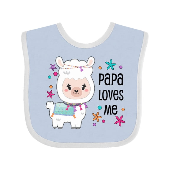 Inktastic Papa Loves Me Cute and Happy Llama Boys or Girls Baby Bib