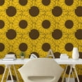 thumbnail image 2 of Ambesonne Floral Peel & Stick Wallpaper for Home, Sunflowers Overlapping Art, 13"x36", Mustard and Dark Cocoa, 2 of 5