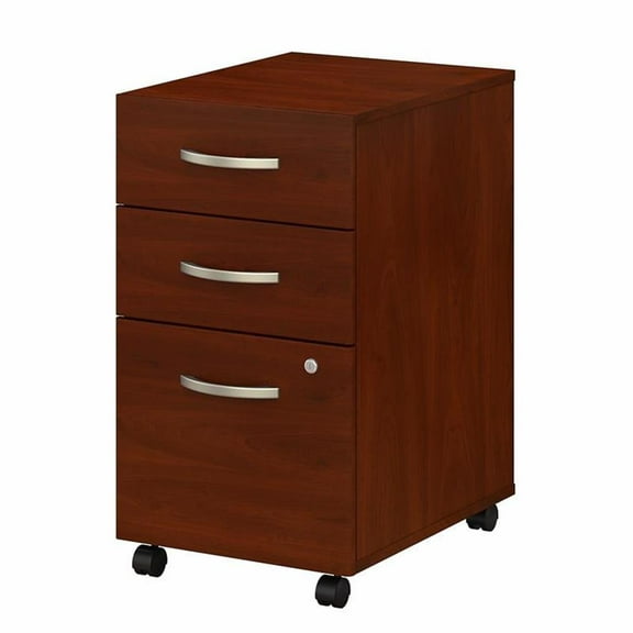 Maklaine Engineered Wood 3 Drawer Mobile File Cabinet in Hansen Cherry